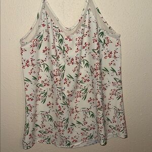 White Floral V-Neck Camisole Tank Top
